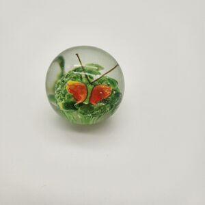 Vintage Art Glass Paperweight with butterfly